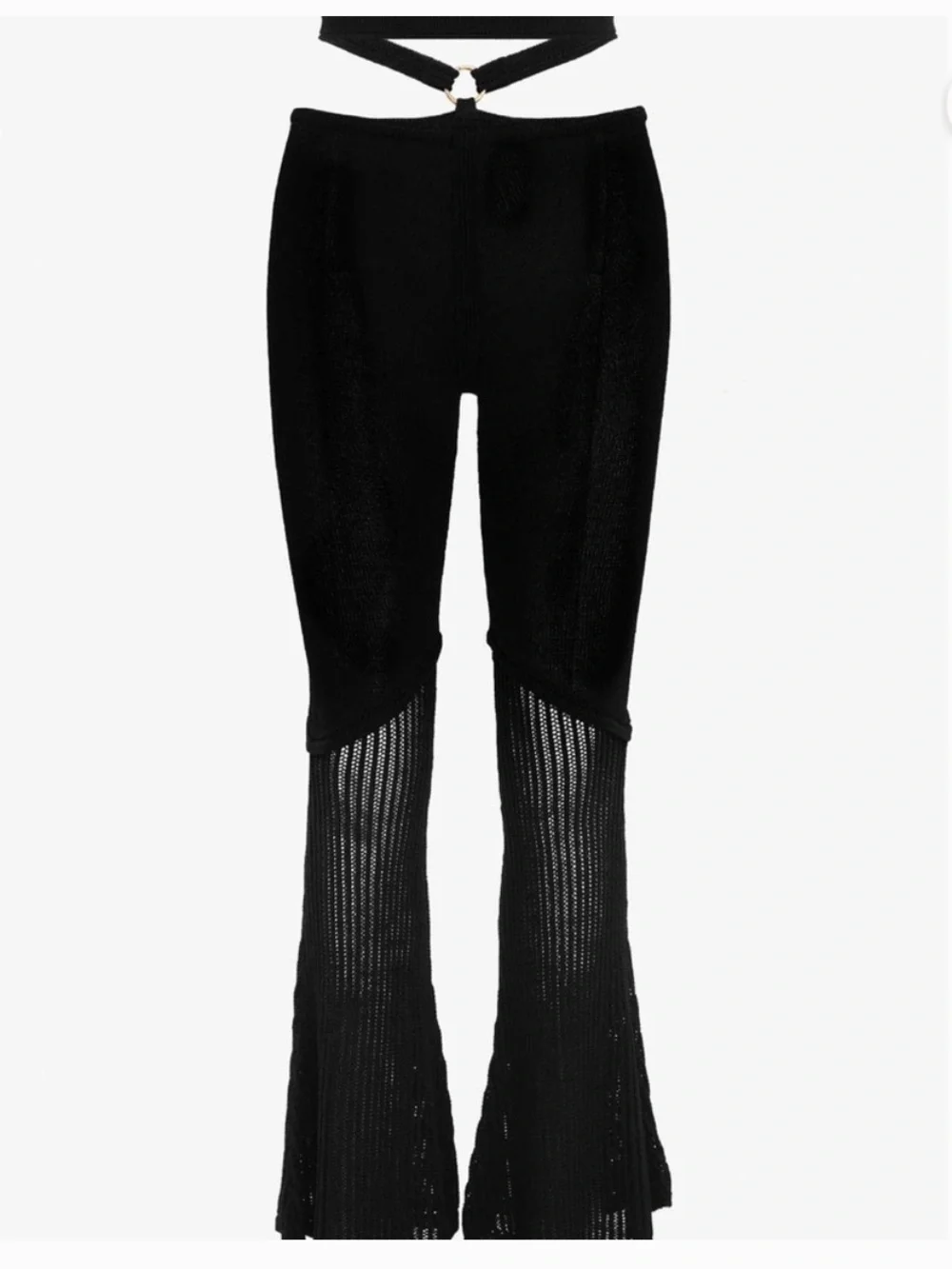 NWT RUVE Black Knit Flare pant Mesh cut out Women’s Small
